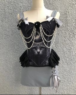 Bastet Greek Goddess corset top and mini matching skirt!