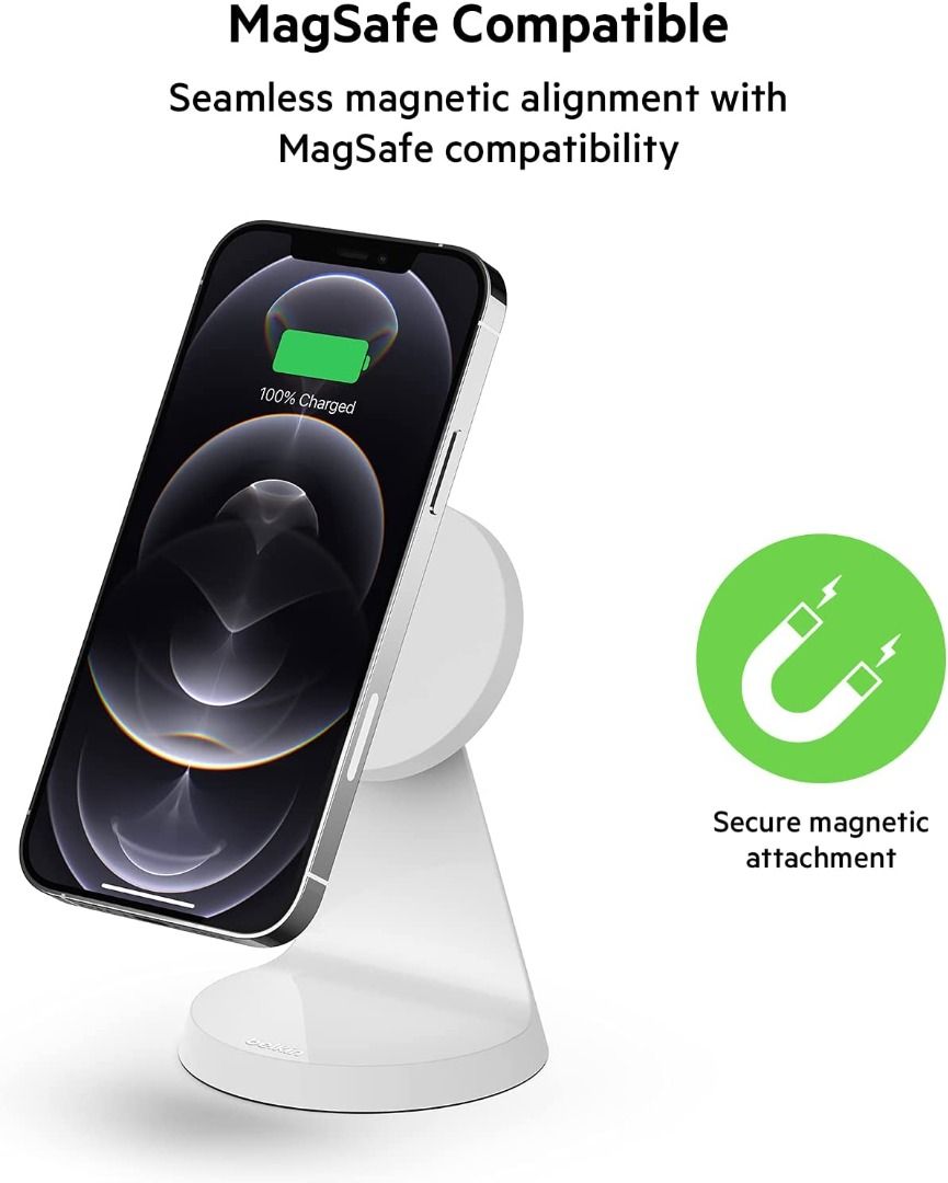 Belkin Boost Charge Magnetic Wireless Charger Stand 20W - White - New