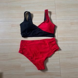 Black and Red High Waist Two Piece Bikini