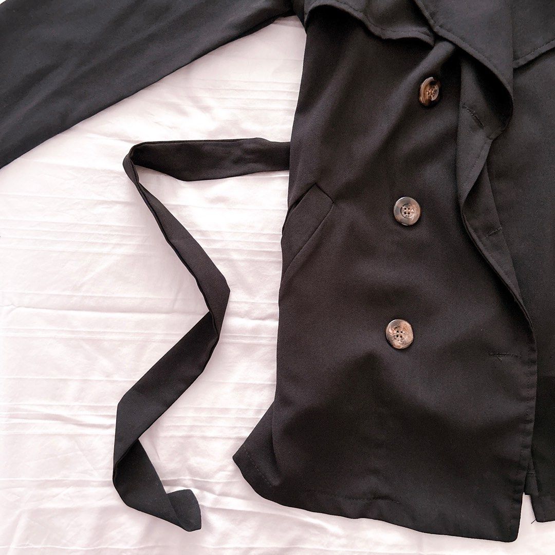 Black Chiffon Trench Coat
