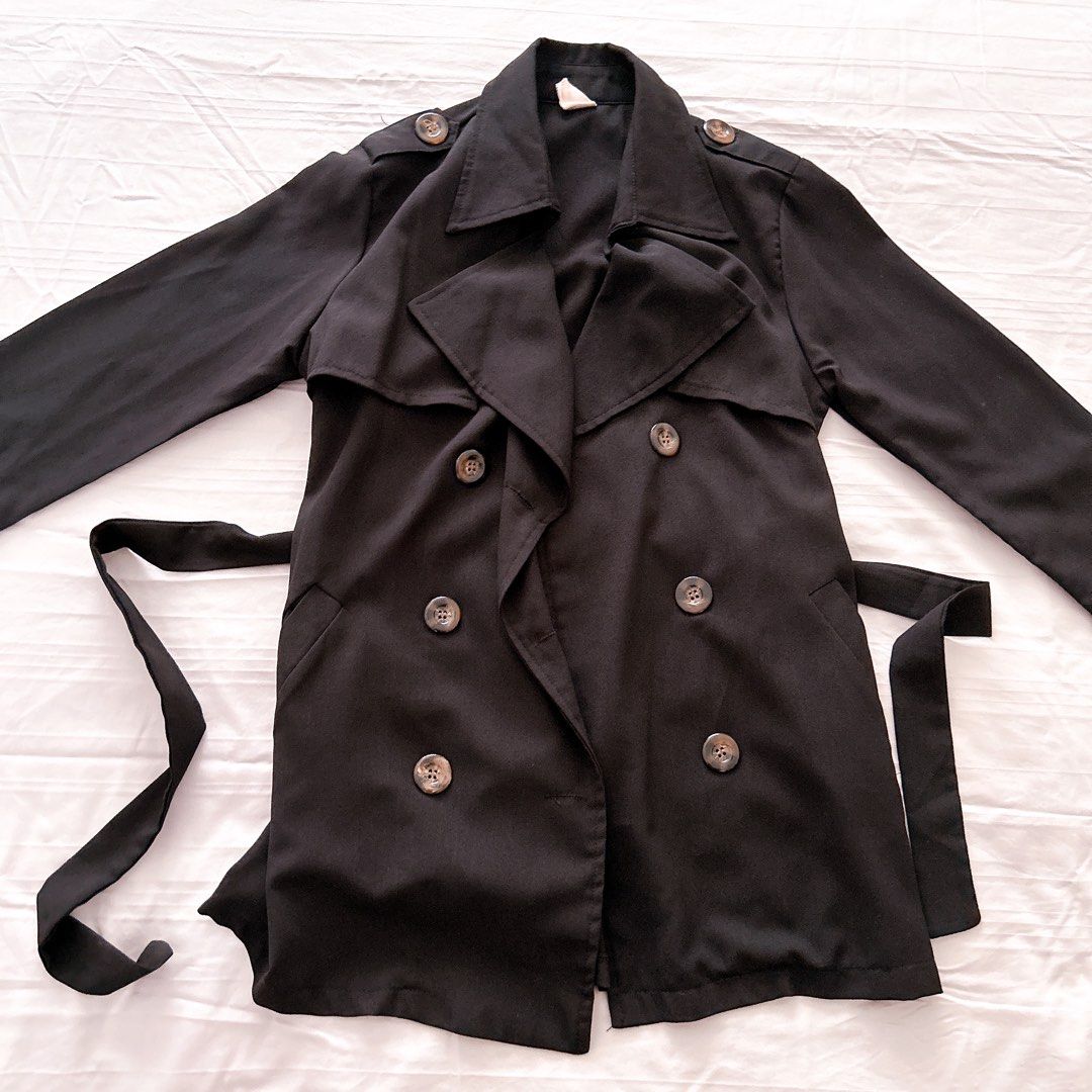 Black Chiffon Trench Coat