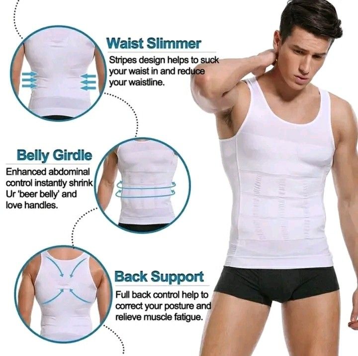 Men's Slimming Body Shaper Girdle T Shirt- The Slim N' Lift, Men's Fashion,  Activewear on Carousell
