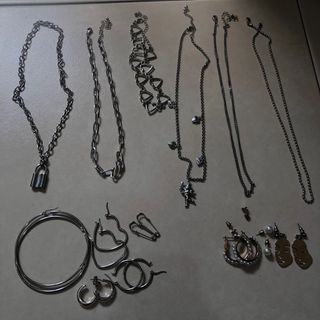 Bundle necklace hoop earrings silver gold