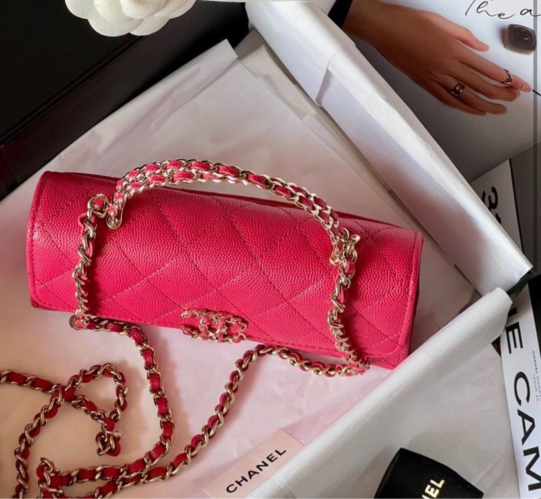 Chanel 23P Kelly WOC clutch with chain and handle, Luxury, Bags