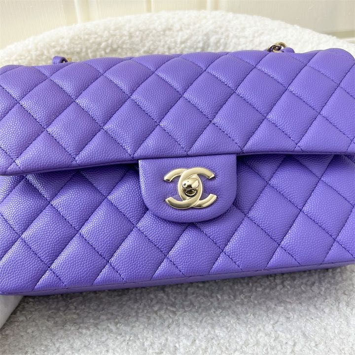 CHANEL 22S Purple Caviar Small Classic Flap LGHW *New - Timeless Luxuries