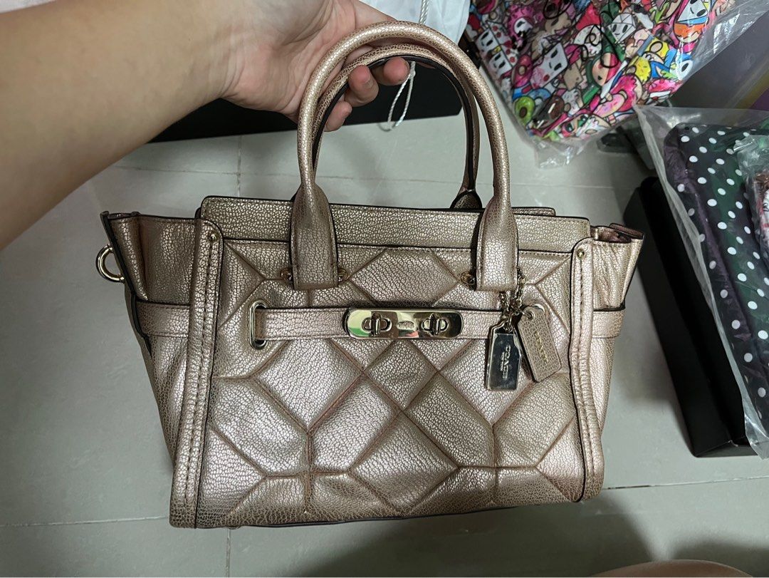 Coach rose gold bag on sale