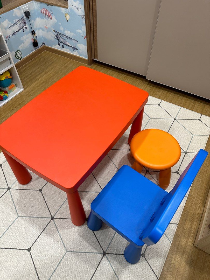 Colourful Ikea Kids table and chair, Babies & Kids, Baby Nursery & Kids