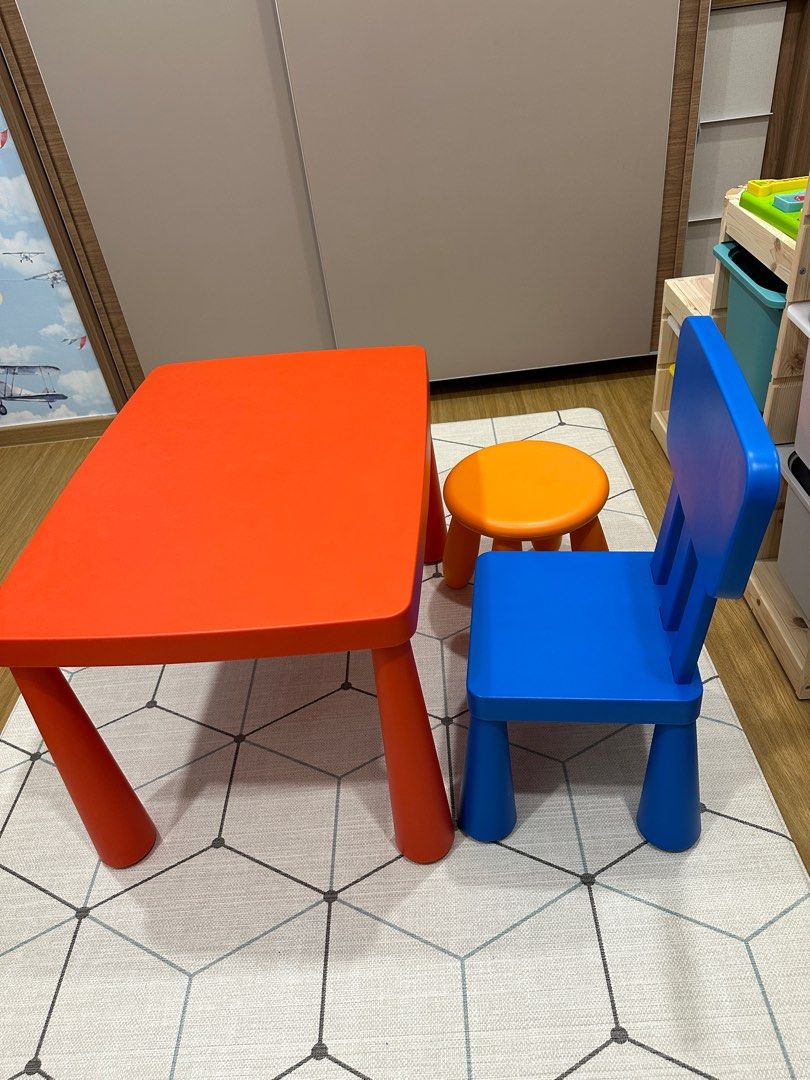 Colourful Ikea Kids table and chair, Babies & Kids, Baby Nursery & Kids