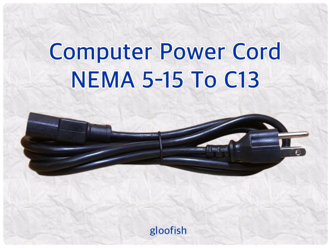 Computer Power Cord NEMA 5-15 To C13, Computers & Tech, Parts ...