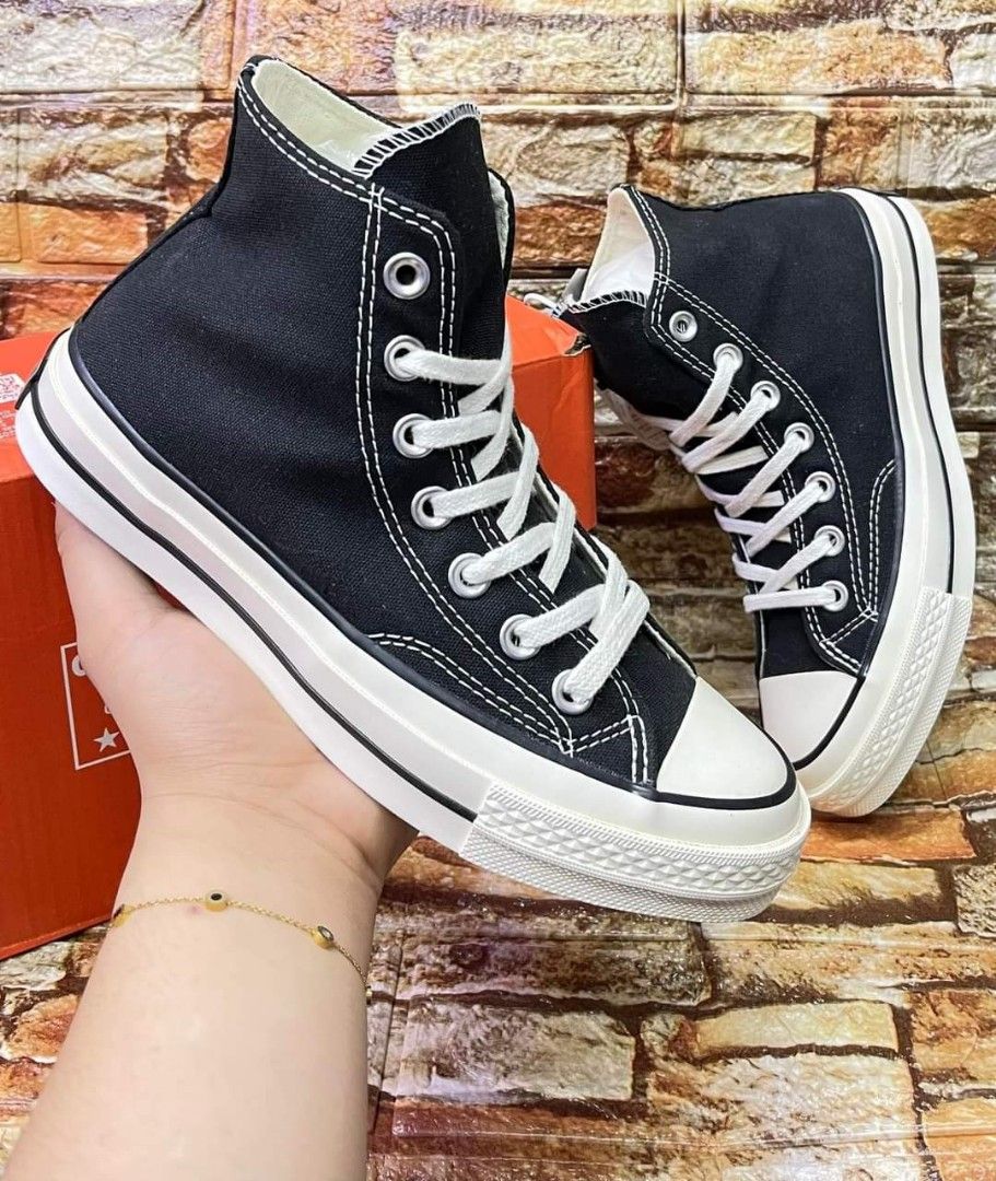 Converse high cut (Category: Sneakers) located in Manila. Submitted by oemshoes__k (Listing ID 1227707006, Image 1). Description: 📌Available sizes:41-45 📌Inclusions: Paper bag and box 📌Payment first policy 📌Mode of payment:Gcash 📌Same day delivery within Metro Manila.
