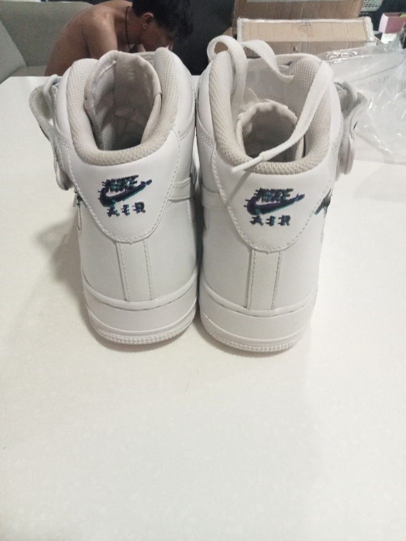 Custom Nike Air Force 1 high cut 9uk 10us glitch design Men s