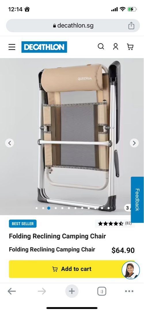 Decathlon Recliner Camping Chair, Furniture & Home Living, Outdoor