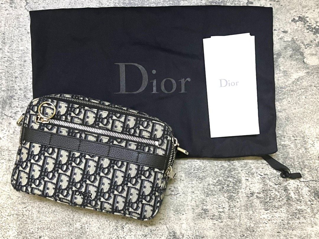 Christian Dior Oblique Safari Messenger Bag Black Beige