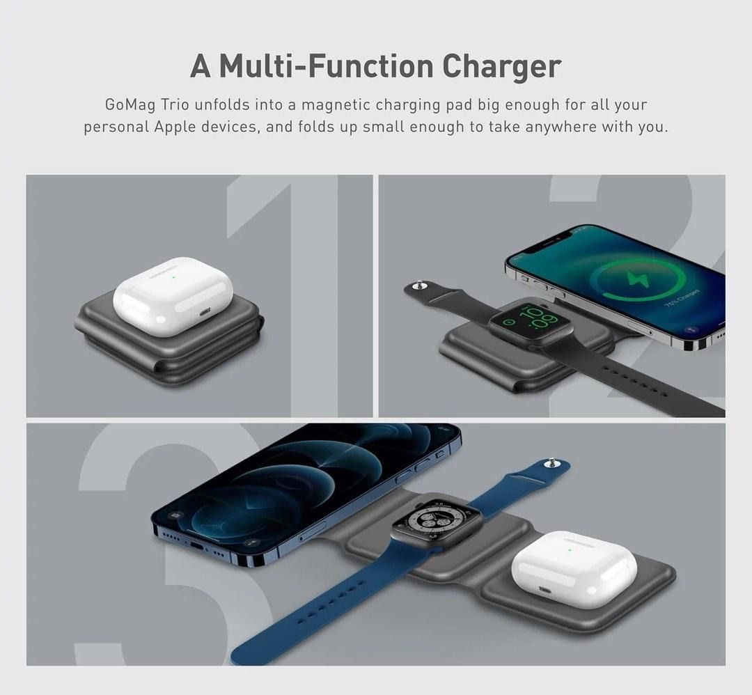 Energea Bazic GOMAG TRIO - Foldable Magnetic 3 in 1 Magsafe Wireless ...