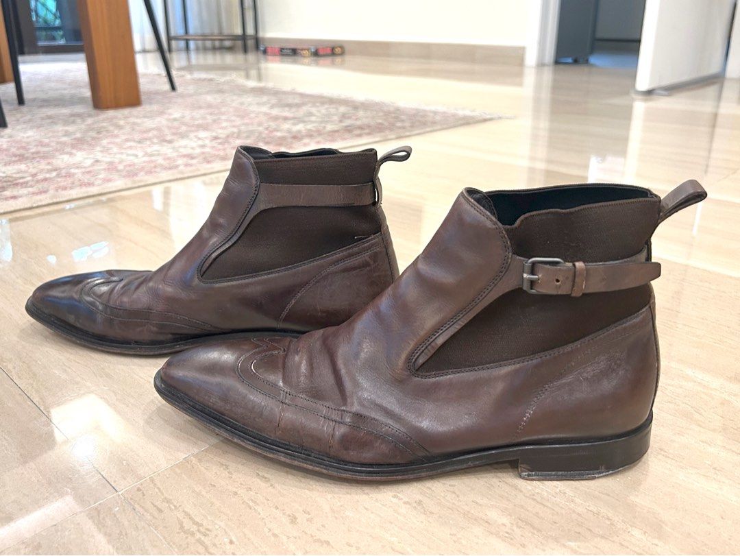 Mens leather top ankle boots sale
