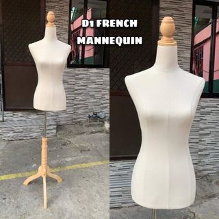 French Mannequin with Wooden Head Pin and Wooden Stand