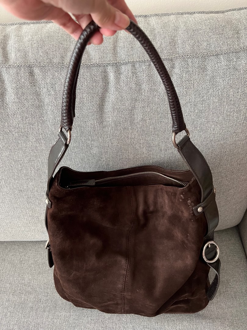 furla brown suede bag