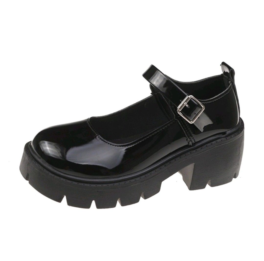 glossy mary janes