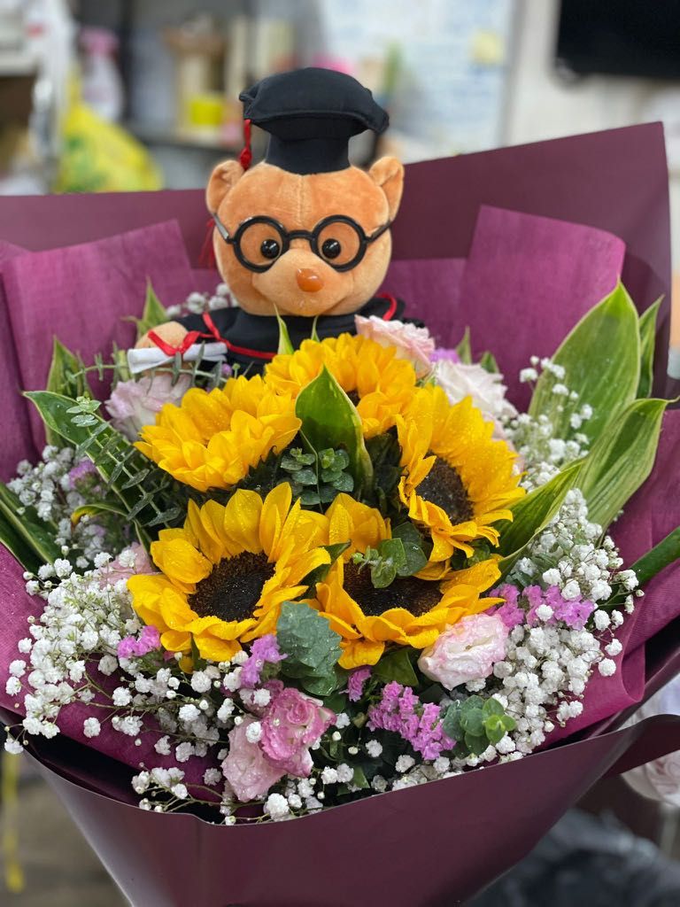 Graduation Bouquet FREE DELIVERY Sunflower Stalk Flower Bouquet