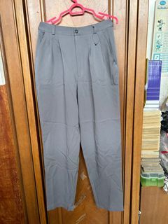 grey highwaist loose pants celana panjang