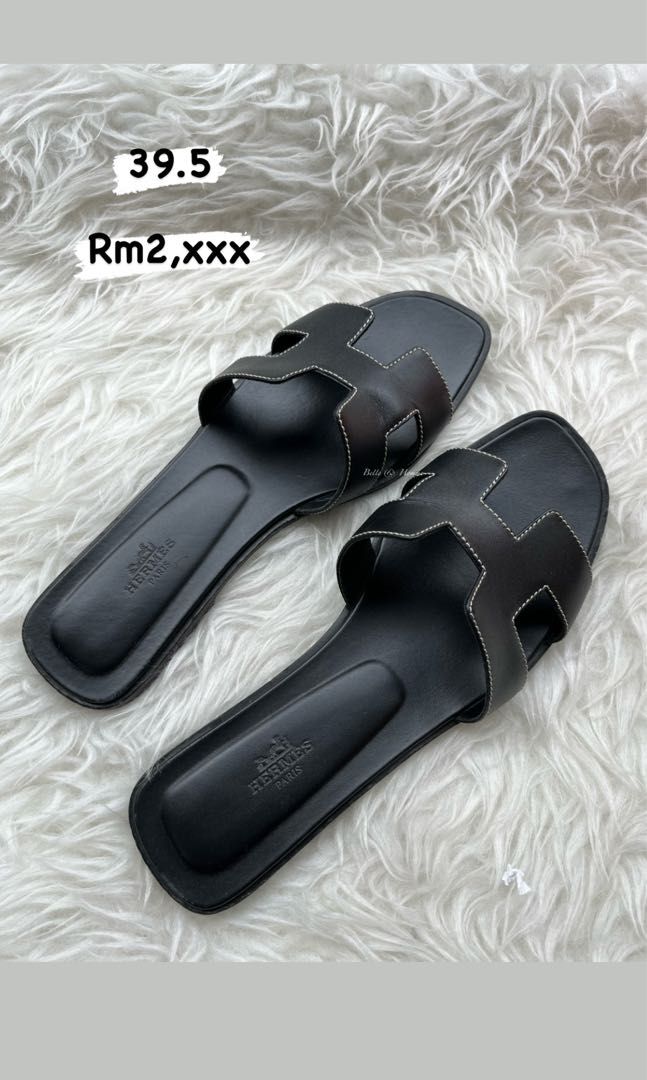 Hermes Black Oran Sandals Luxury Sneakers Footwear on Carousell