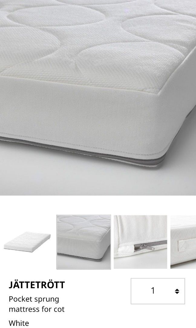 IKEA baby cot with cot mattress, Babies & Kids, Baby Nursery & Kids