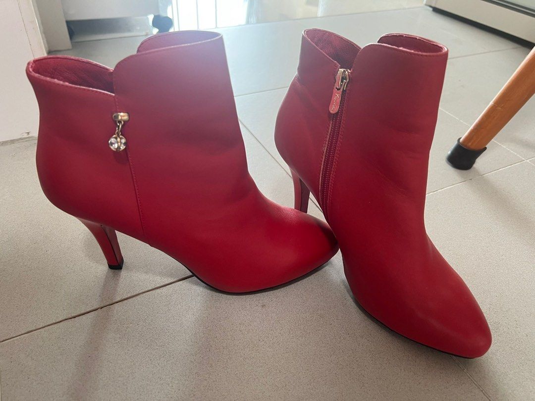 Red booties hotsell leather
