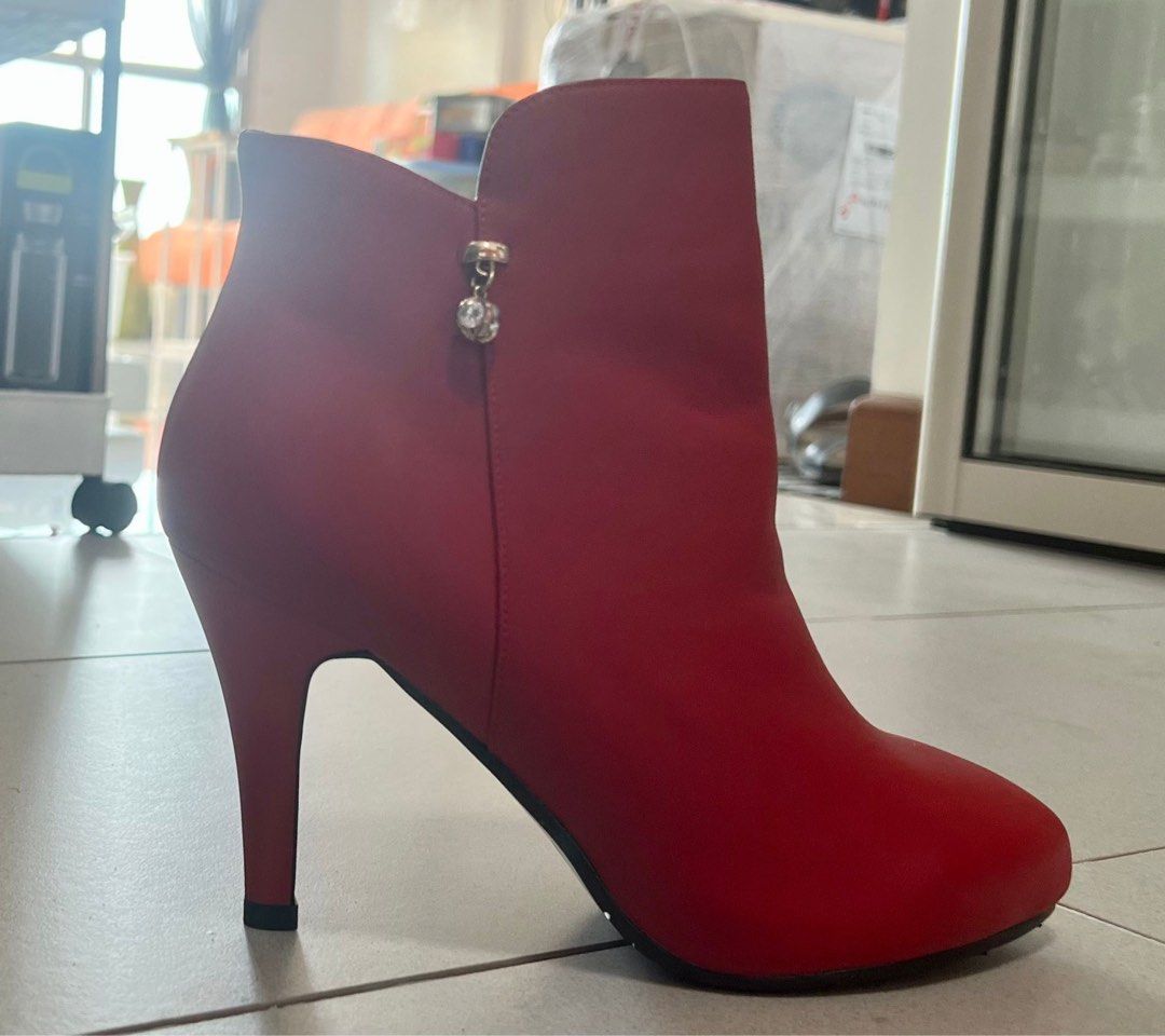 Red leather hotsell booties