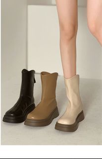 Leather Boots with Zipper (BLACK)