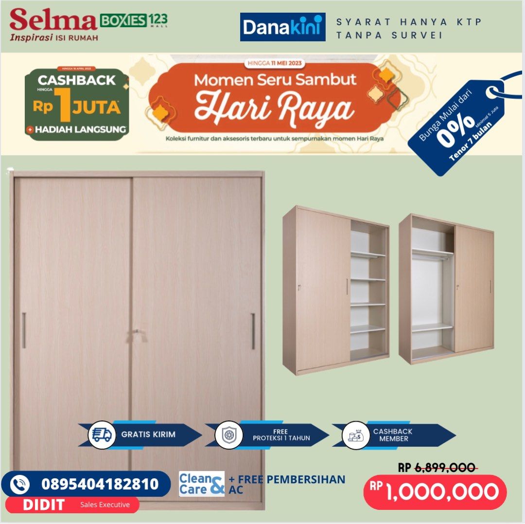 Lemari pakai geser selma, Perabotan Rumah di Carousell