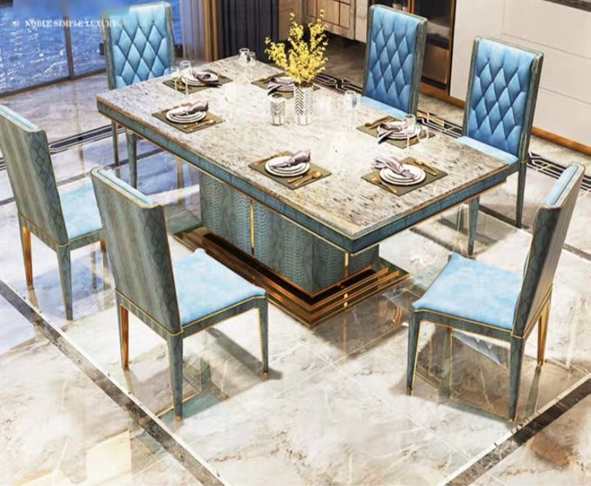 Light Luxury Marble Dining Table and Chair Collections, Italian Post ...