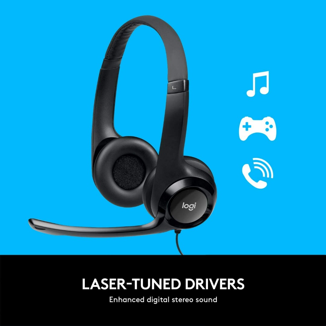 Logitech H390 Wired Headset for PC/Laptop, Stereo Headphones with Noise ...