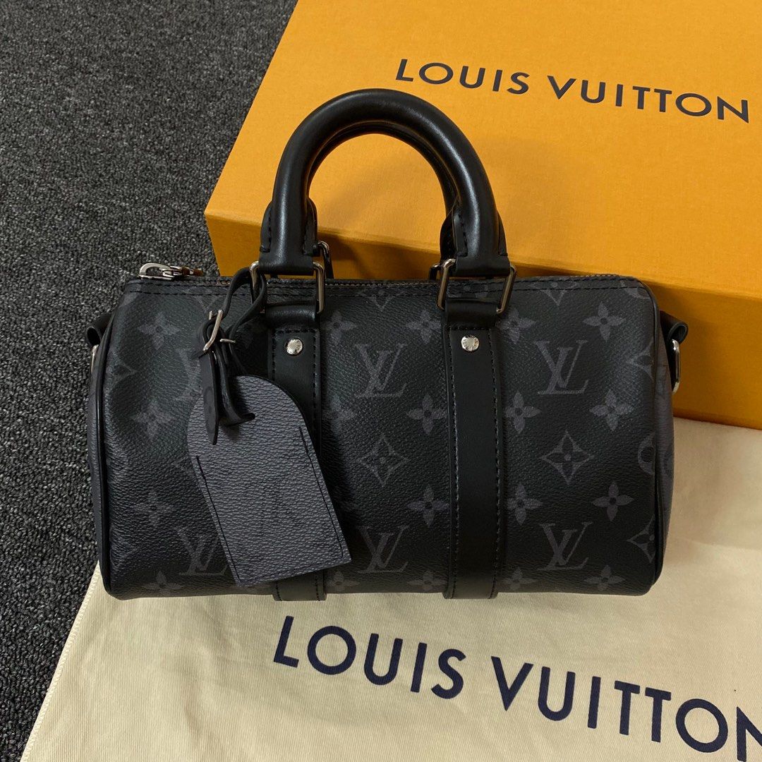 Louis Vuitton Keepall 50 Bandouliere Monogram Eclipse Canvas Travel Bag Black