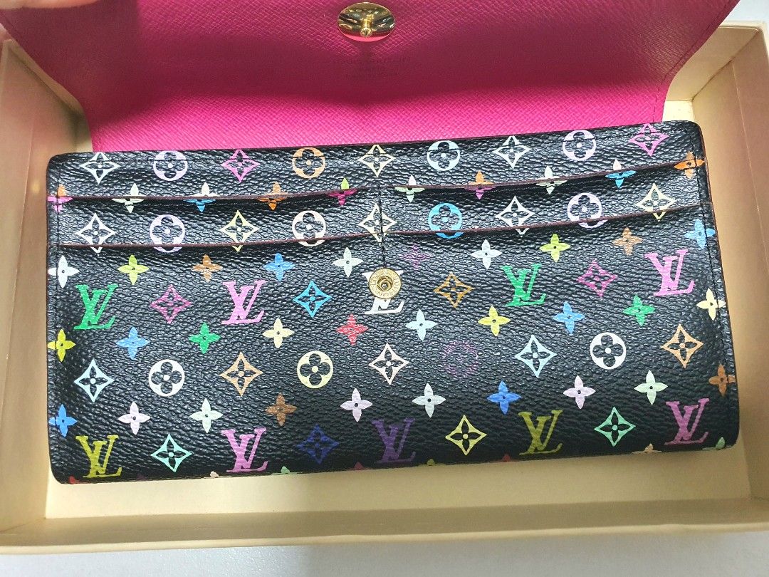 Louis Vuitton Monogram Multicolor Zippy Wallet Black Grenade Pink