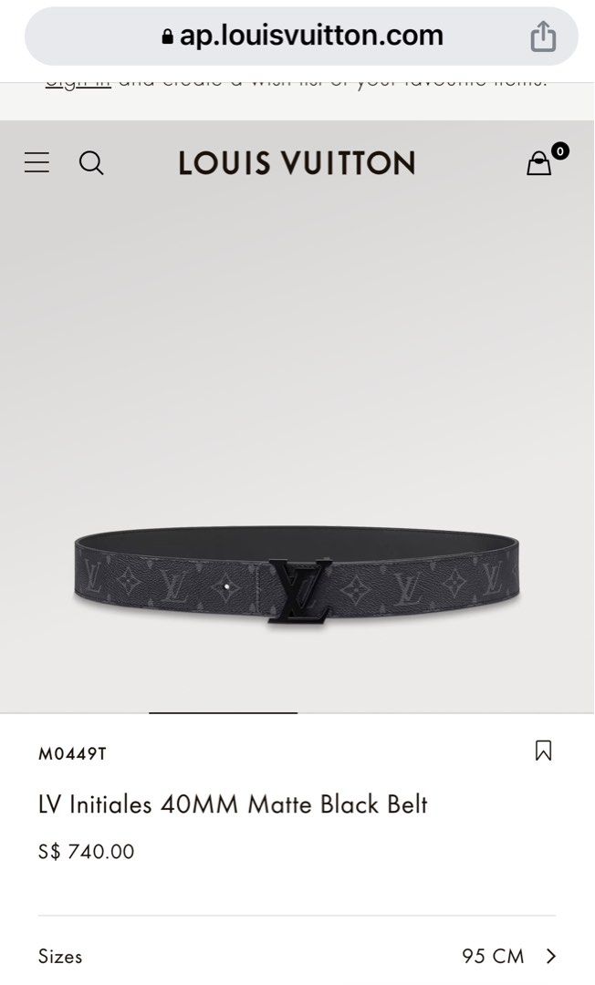 Shop Louis Vuitton Lv initials 40mm matte black belt (M0449Q