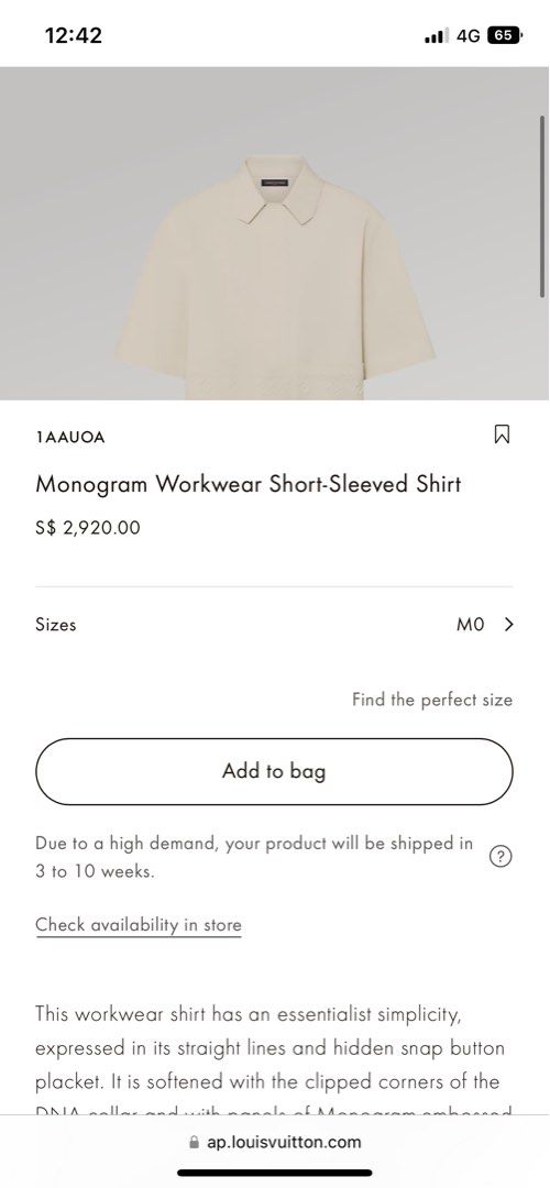 Louis Vuitton® Monogram Workwear Short-sleeved Shirt Ecru. Size 5XL