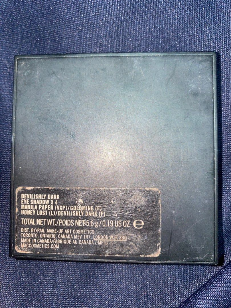 Mac devilishly dark eyeshadow x4 (Category: Makeup) located in Quezon City. Submitted by _prelovedxogalore (Listing ID 1227723153, Image 3). Description: - EXPIRED! BUY AT YOUR OWN RISK.