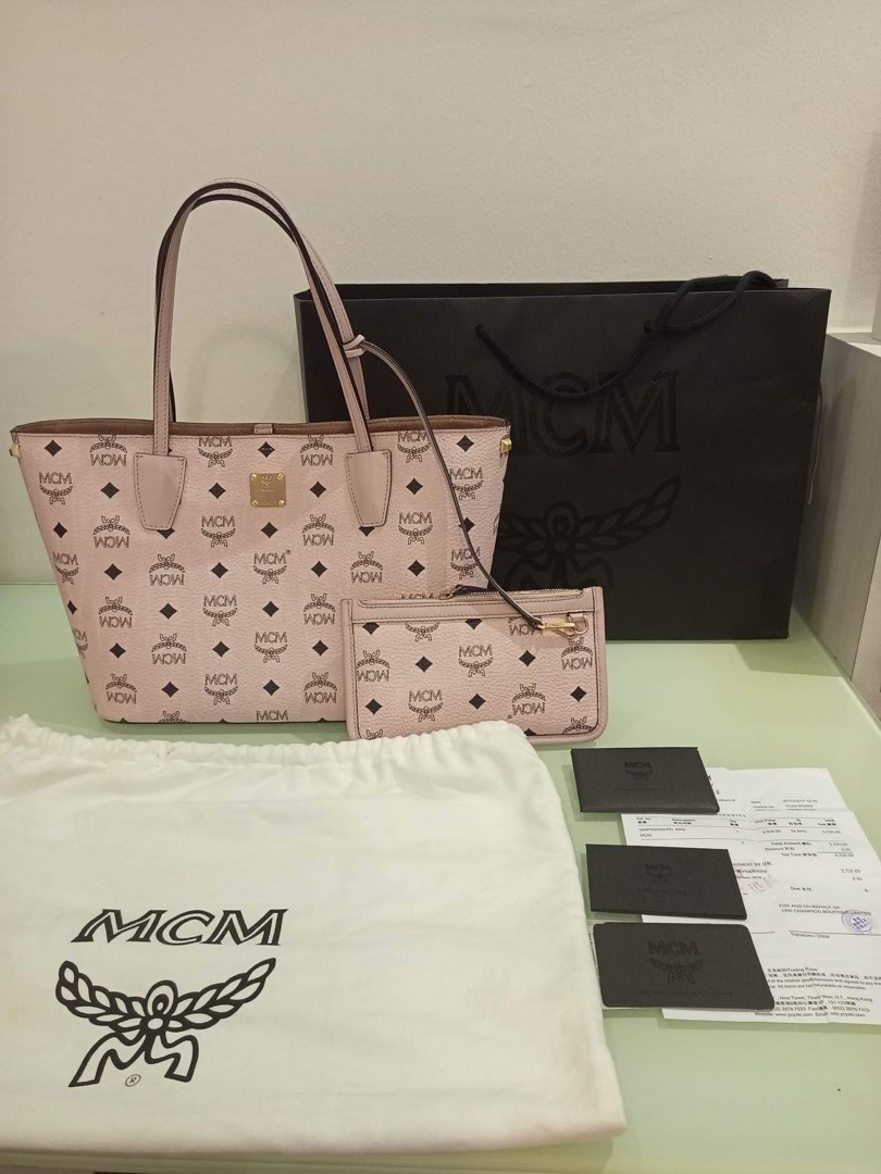 Mcm pink tote bag clearance