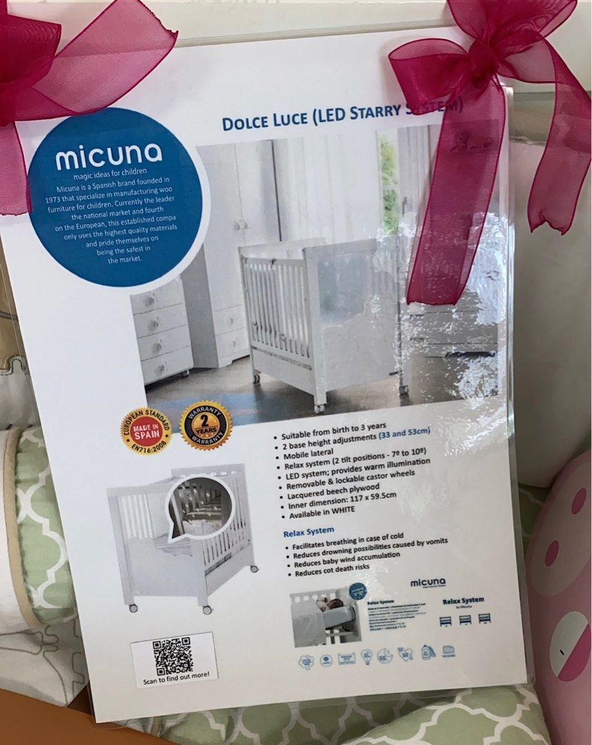 Micuna Dolce Luce LED Starry Night baby and toddler cot, bed and crib