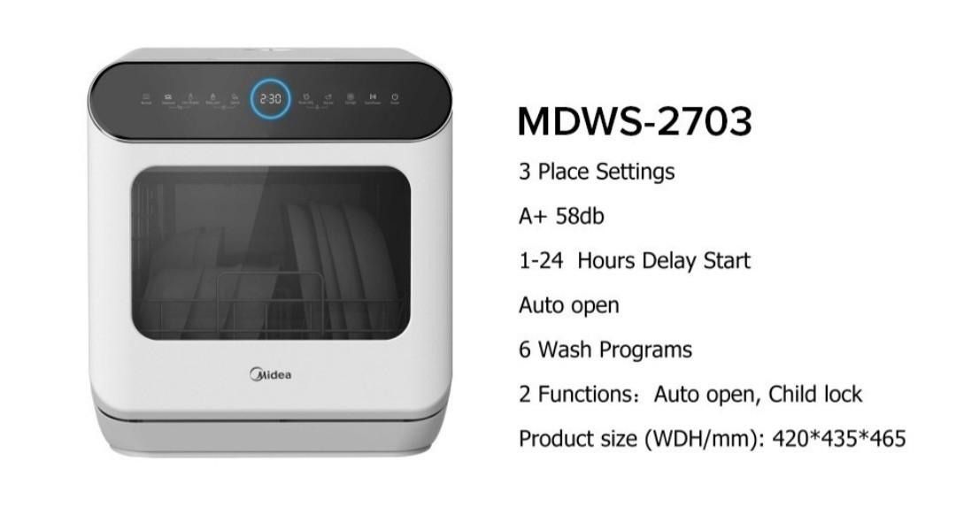 Midea countertop dishwasher, TV & Home Appliances, Kitchen Appliances