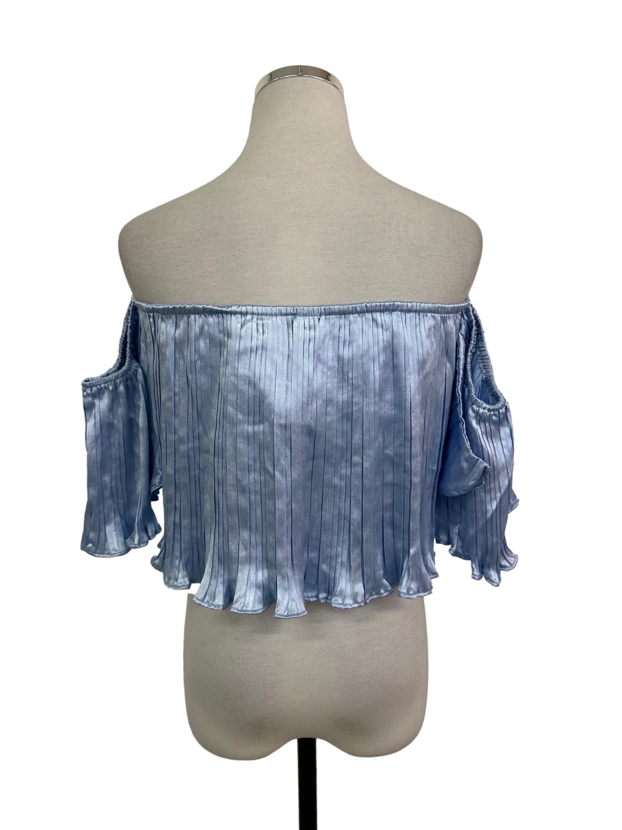 Cloudy Off-Shoulder Top - Baby Blue