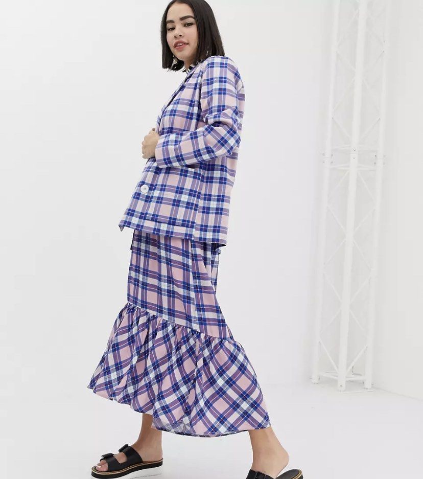 Monki plaid midi skirt 2025