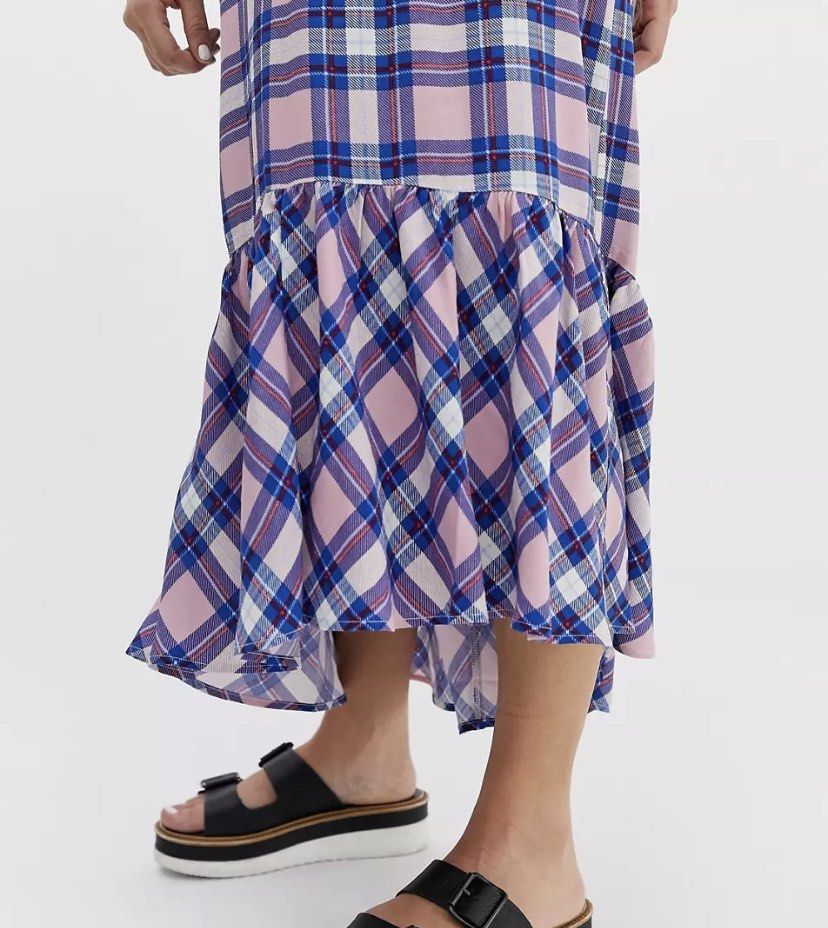 Monki plaid midi skirt top