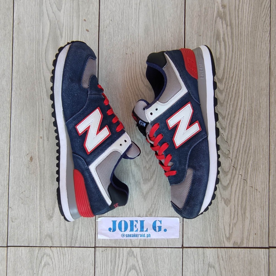 New balance 574 navy best sale blue red
