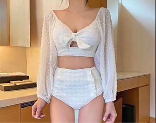 Off Shoulder Bikini Puff Sleeved Swimwear