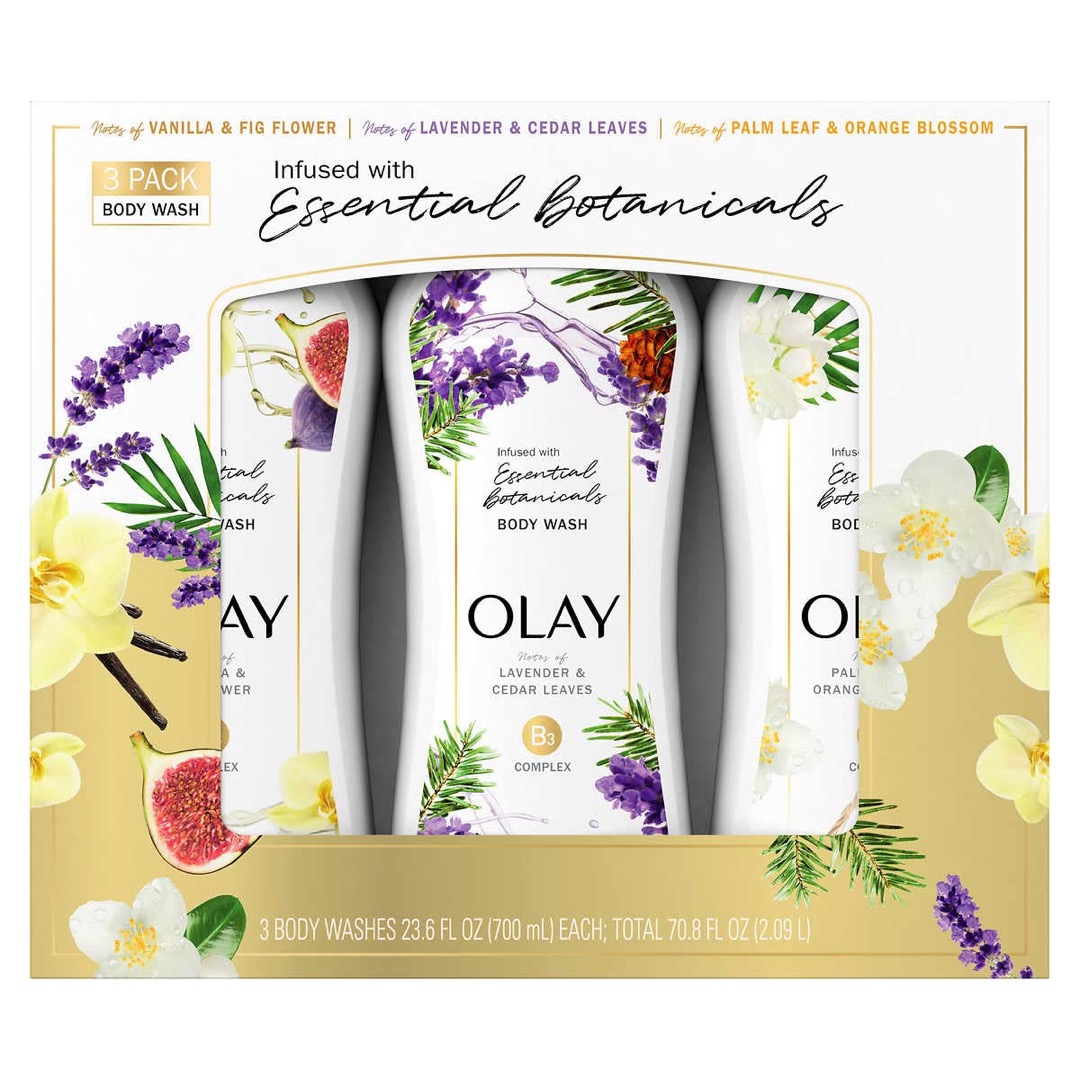Olay Essential Botanicals Body Wash (3-pack, 700 ml each)