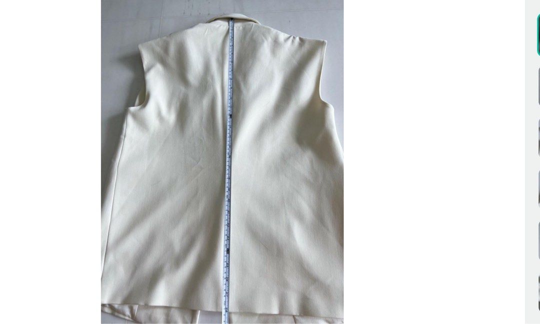 Oversized Sleeveless Blazer Vest Coat in Cream White Size M