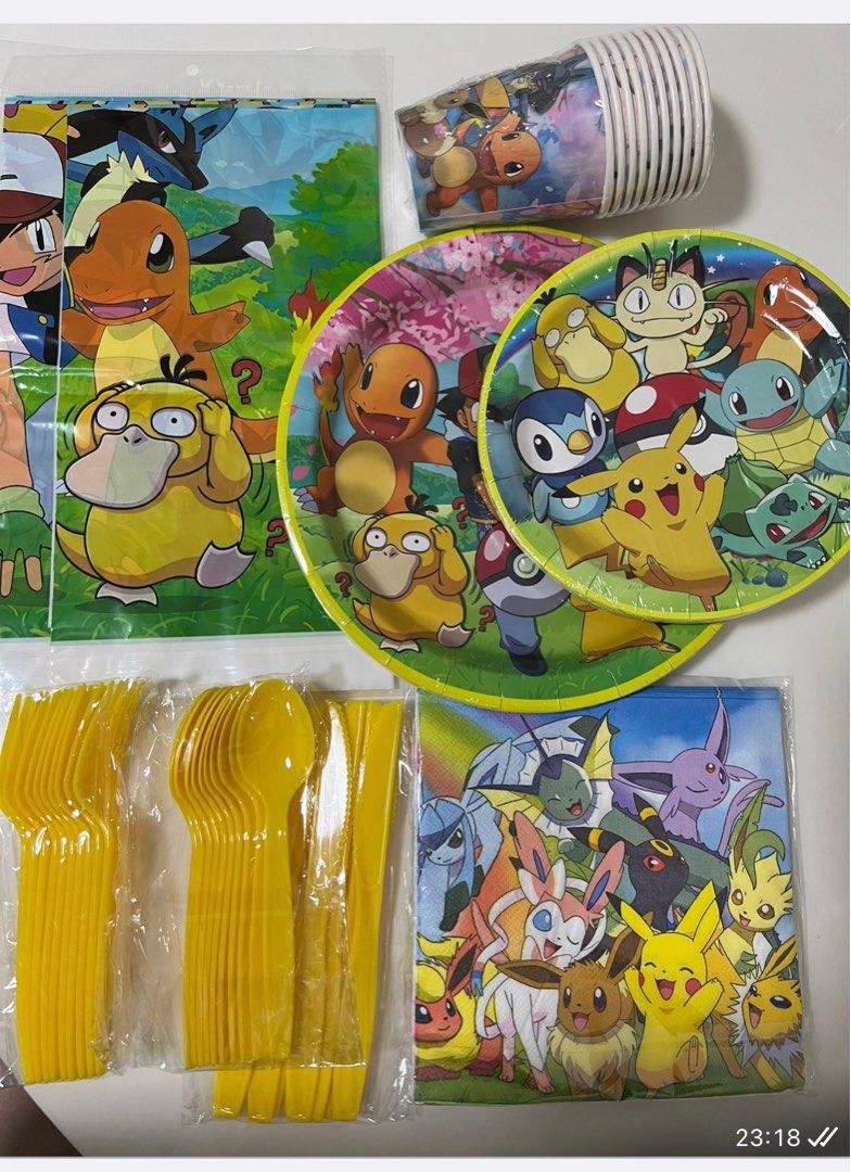 [Ready Stock] Set of 8 ~ Pokemon theme Happy Birthday Theme Disposable ...