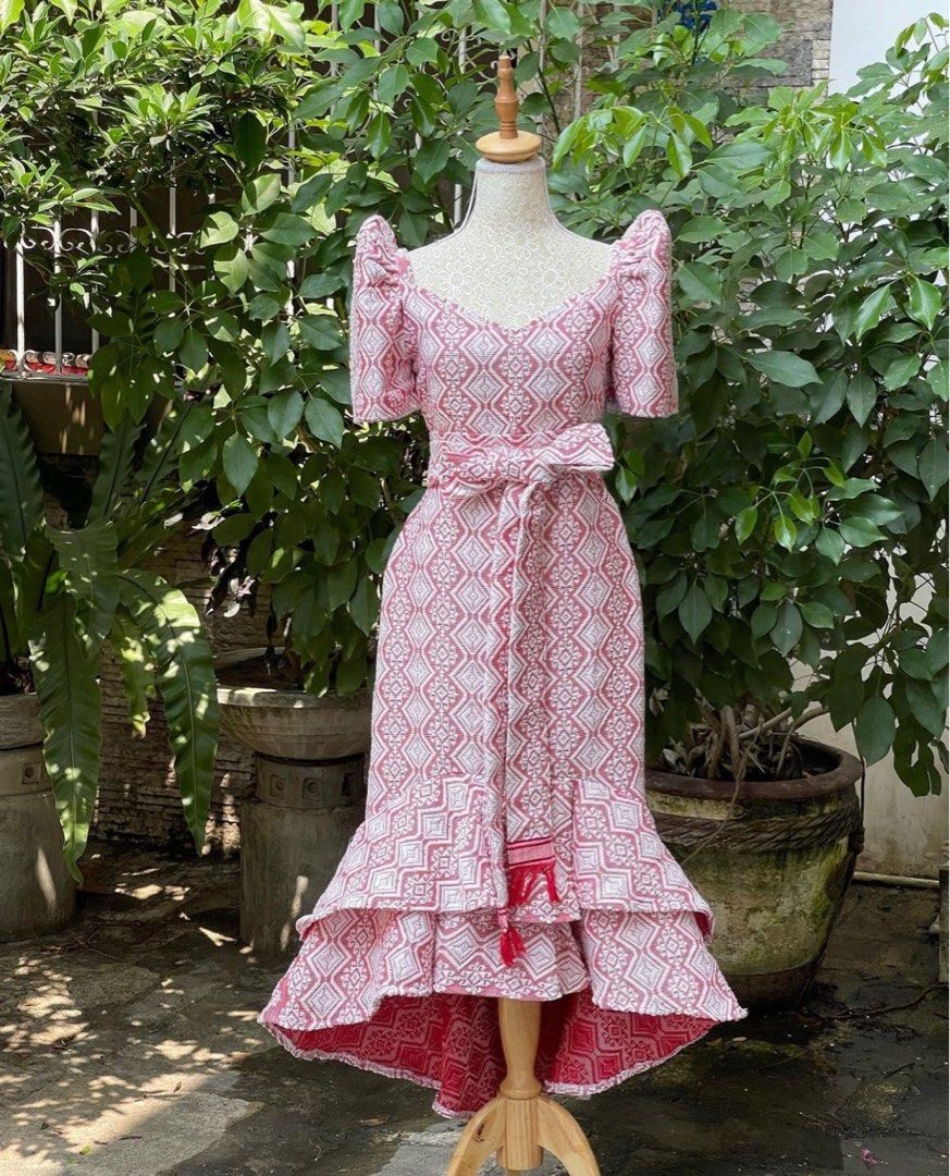 RED INABEL HANDWOVEN FILIPINIANA GOWN FOR RENT, Women's Fashion ...