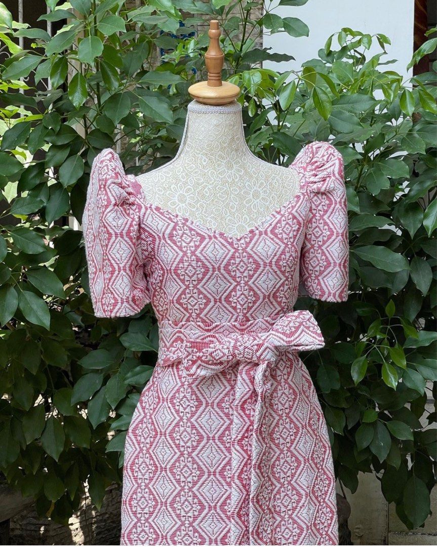 RED INABEL HANDWOVEN FILIPINIANA GOWN FOR RENT on Carousell